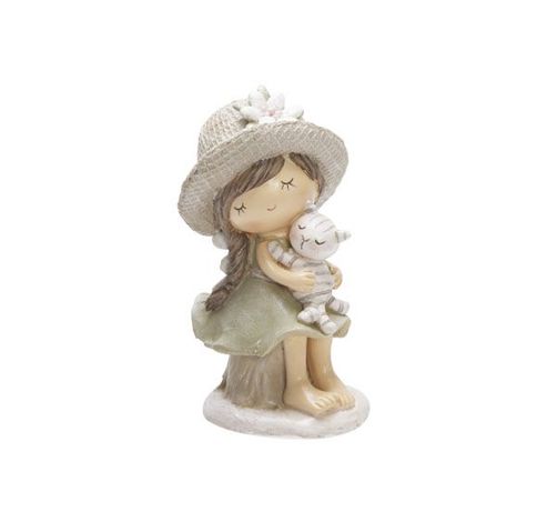 FIGUUR FLEUR SITTING GROEN 7,8X7XH14CM P  Cosy @ Home