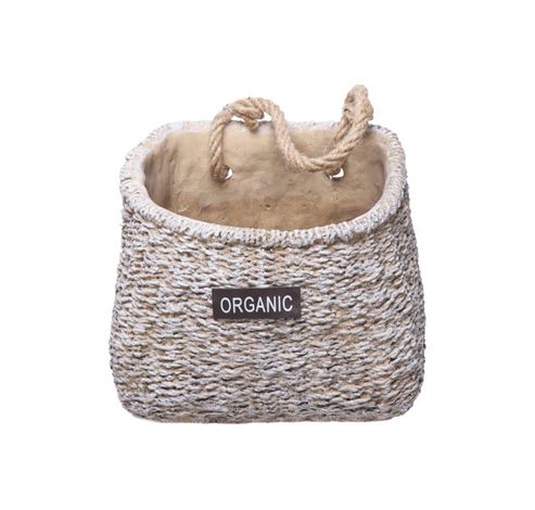 Panier Organic Brun 20,5x16xh17cm Ovale Ciment  Cosy @ Home