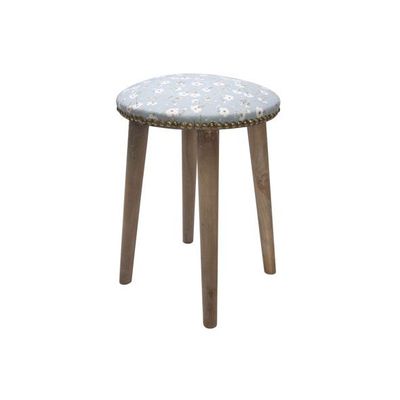 Tabouret Flowers Bleu Gris 31,5x31,5xh44 Cm Rond Bois  Cosy @ Home