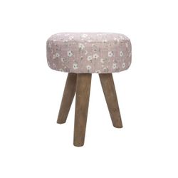 Cosy @ Home Tabouret Flowers Rose 30x30xh35cm Rond B Ois 