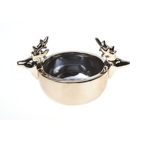 Bowl Brass - Geelkoper Rendier Aardewerk 14,8x9xh9 Niet Foodsafe  Cosy @ Home