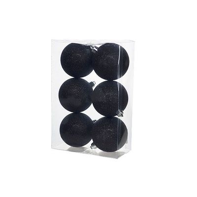 Boule Incassable Scint. Set6 Noir D8cm   Cosy @ Home