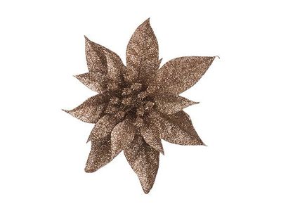 Poinsettia Clip Glitter Rose D15cm Plast Ic