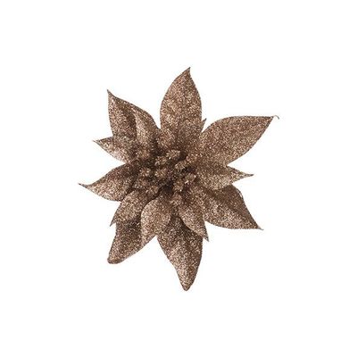 Poinsettia Clip Glitter Rose D15cm Plast Ic  Cosy @ Home