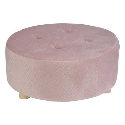 Kruk Velvet Cross Roze D50xh21cm Hout Textiel 