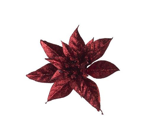 Poinsettia Clip Glitter Bordeaux D8cm Pl Astic  Cosy @ Home