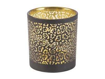 Theelichthouder Leopard Zwart 7,3x7,3xh8