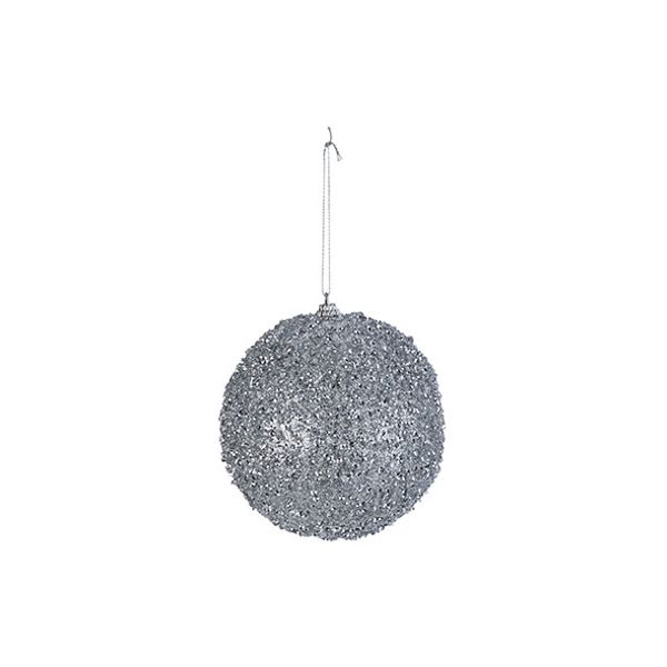 Kerstbal Glitter Zilver D12cm Kunststof  