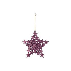 Hanger Ster Glitter Bordeaux 13x13cm Kun Ststof 