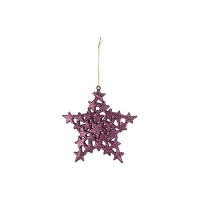 Hanger Ster Glitter Bordeaux 13x13cm Kun Ststof  Cosy @ Home