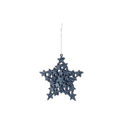 Hanger Ster Glitter Donkerblauw 13x13cm Kunststof  Cosy @ Home