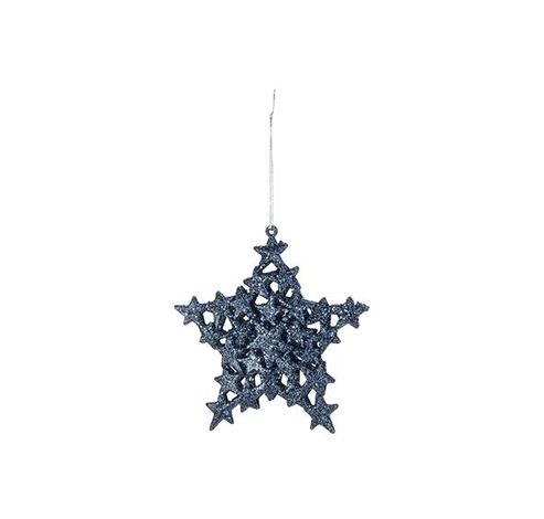 Hanger Ster Glitter Donkerblauw 13x13cm Kunststof  Cosy @ Home