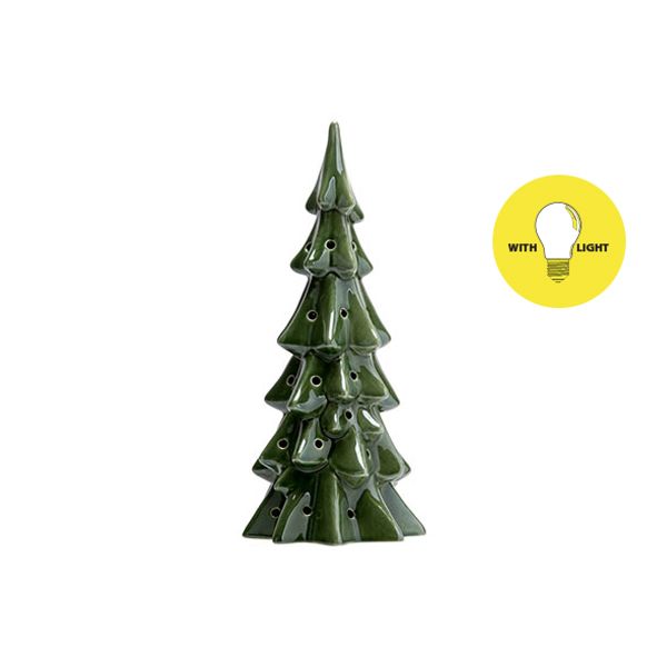 Kerstboom Led Excl2xaabatt Groen 13x12, 5xh28,5cm Rond Keramiek 