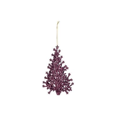 Hanger Kerstboom Glitter Framboos 15x10c M Kunststof  Cosy @ Home