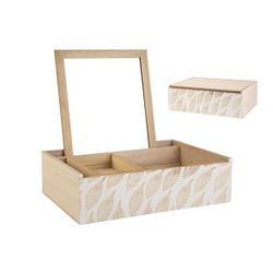 Cosy @ Home Juweeldoos Mirror Leafs White Natuur 35x 25xh10cm Hout 