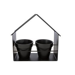 Cosy @ Home Decorek House X2 Pots D10-h9cm Zwart 24, 5x10xh24cm Metaal 