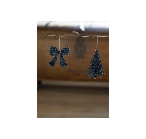 Hanger Strik Glitter Donkerblauw 12x10cm  Kunststof  Cosy @ Home