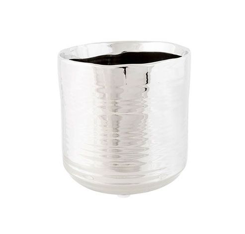 Cachepot Argent D130 13x13xh12,5cm Cylin Drique Gres  Cosy @ Home