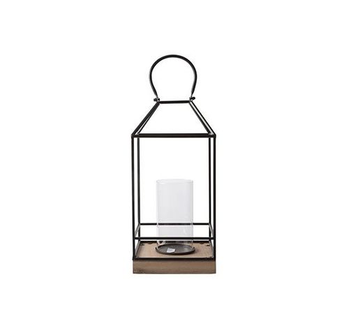 Lanterne Wooden Base Noir 30x40xh5cm Met Al-verre  Cosy @ Home