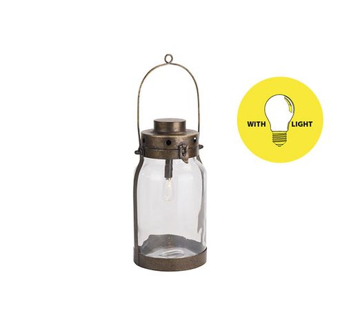 Lampe Lantern Dore 16,5x16,5xh32cm Metal Excl. 2aa Batt.  Cosy @ Home