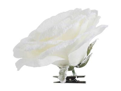 Roos Clip With Snow Wit D15cm Kunststof 