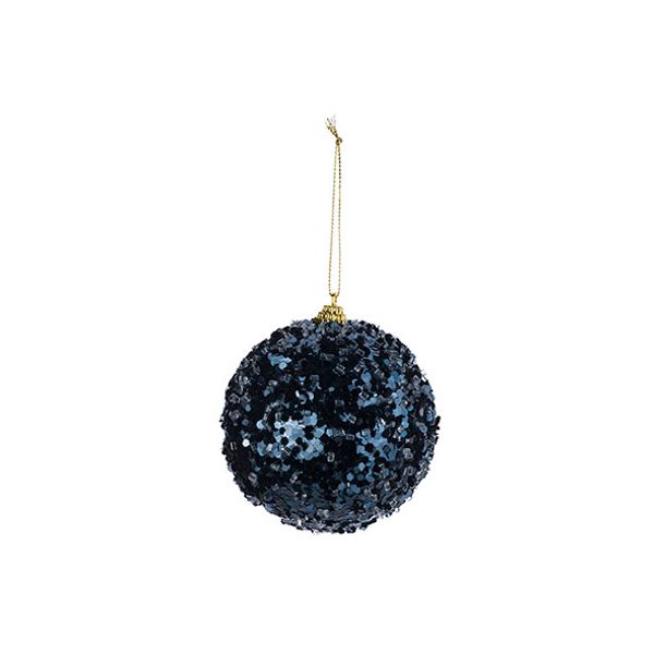 Kerstbal Pearls Donkerblauw D10cm Kunsts Tof 