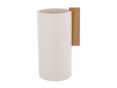 Vaas Woody Creme 8x8xh16cm Rond Aardewer K