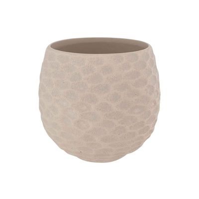 Cachepot Hand Made Texture Beige 18x18xh 16cm Rond Gres  Cosy @ Home