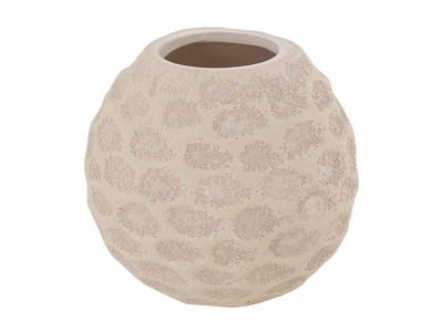 Theelichthouder Hand Made Texture Beige 9,5x9,5xh9cm Rond Aardewerk