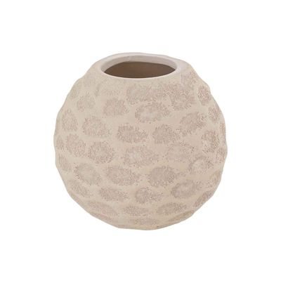 Theelichthouder Hand Made Texture Beige 9,5x9,5xh9cm Rond Aardewerk  Cosy @ Home