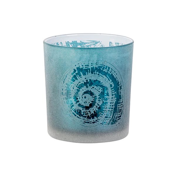 Theelichthouder Shell Blauw D7xh8cm Glas  