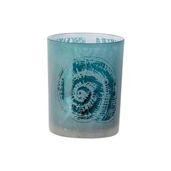 Cosy @ Home Theelichthouder Shell Blauw D7xh8cm Glas  