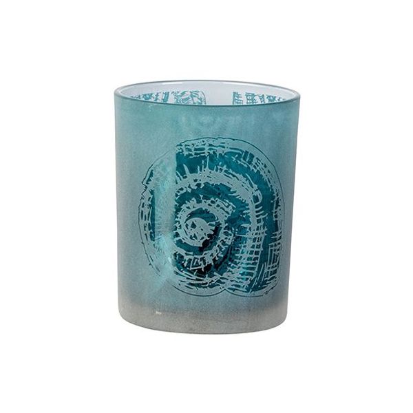 Theelichthouder Shell Blauw D7xh8cm Glas  