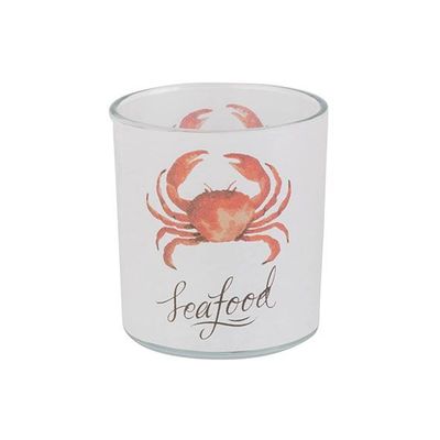 Theelichthouder Crab Orange Wit D7xh8cm Glas  Cosy @ Home