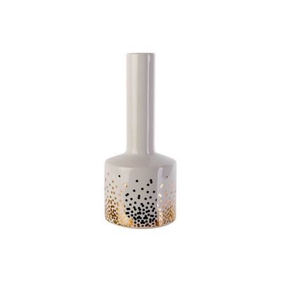 Vase Bouteille Gold Dots Blanc 8,7x8,7xh 20,2cm Ceramique  Cosy @ Home