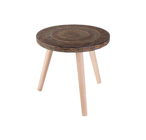 Table D'appoint Pattern Brun 45x45xh25cm  Rond Magnesium  Cosy @ Home