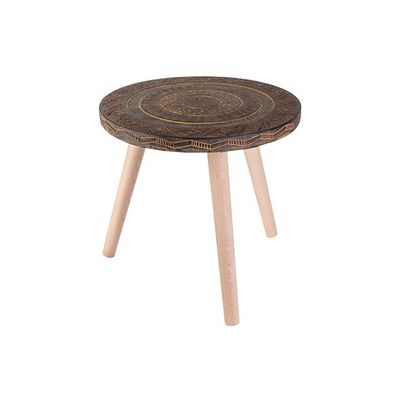 Table D'appoint Pattern Brun 45x45xh25cm  Rond Magnesium  Cosy @ Home