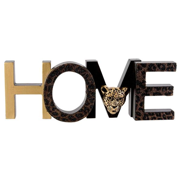 HOME LEOPARD GOLD ZWART 27X4XH9,5CM HOUT 