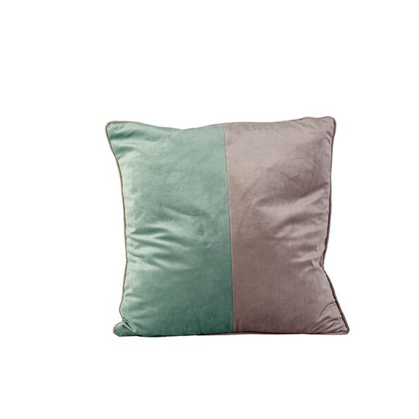 Kussen Velvet Greige Groen 45x45xh10cm P Olyester 