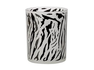 Theelichthouder Zebra Zwart-wit D10xh12c M Glas