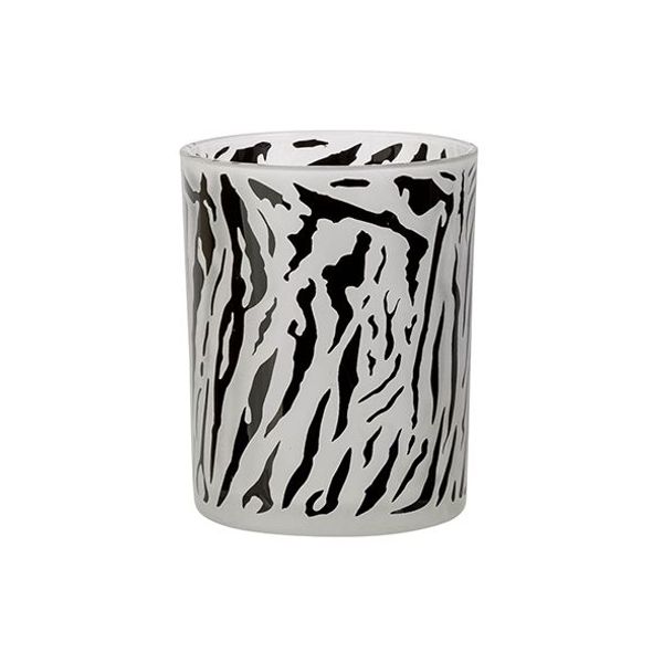 Theelichthouder Zebra Zwart-wit D10xh12c M Glas 