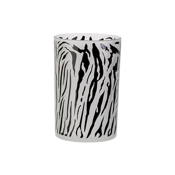 Cosy @ Home Theelichthouder Zebra Zwart-wit D12xh18c M Glas