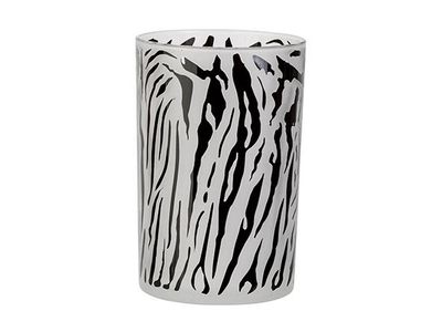 Theelichthouder Zebra Zwart-wit D12xh18c M Glas