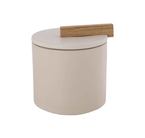 Boite Avec Couvercle Woody Creme 12x12xh 14,5cm Rond Gres  Cosy @ Home