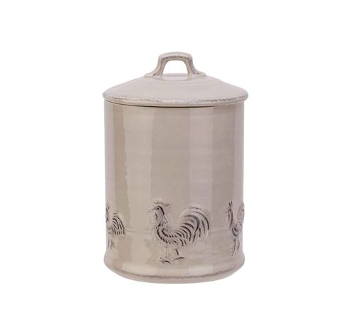 Doos Met Deksel Rooster Foodsafe Beige 1 6x16xh23cm Rond Aardewerk  Cosy @ Home