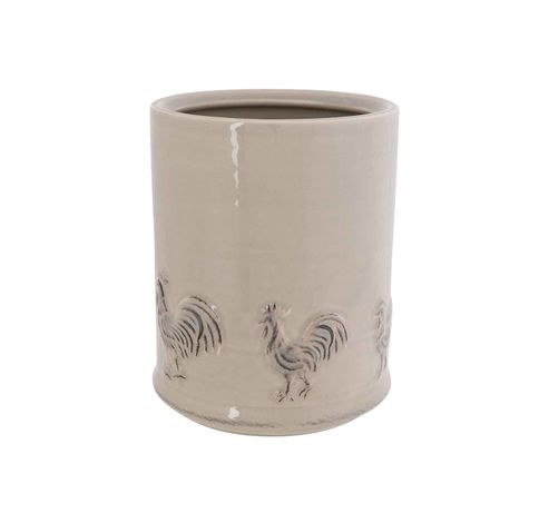 Doos Met Deksel Rooster Foodsafe Beige 1 6x16xh23cm Rond Aardewerk  Cosy @ Home