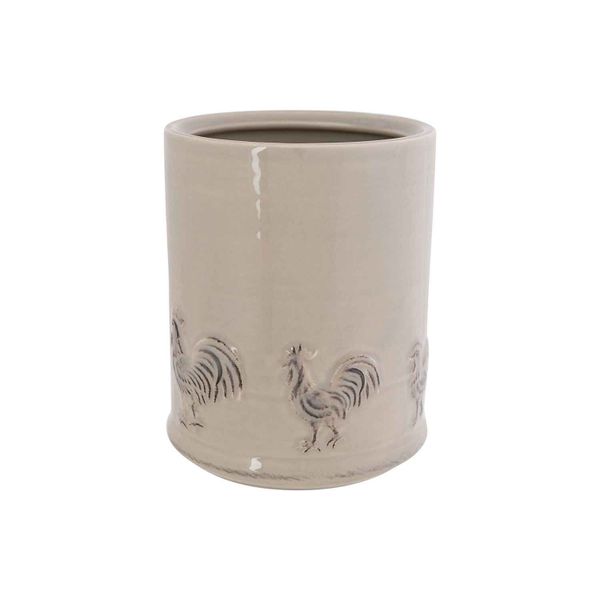 Cosy @ Home Doos Met Deksel Rooster Foodsafe Beige 1 6x16xh23cm Rond Aardewerk