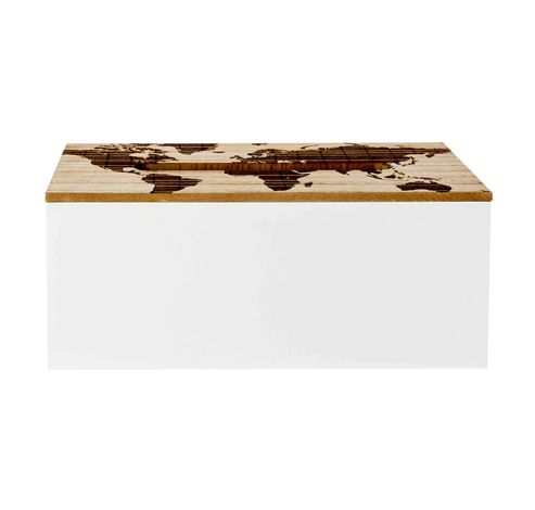 Boite A Mouchoirs Map White Naturel 24,5 X13,5xh10cm Bois  Cosy @ Home