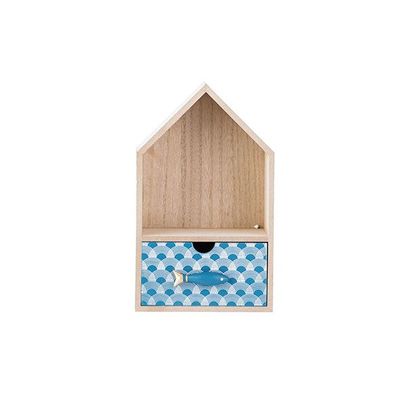 Kastje Fish Blue Natuur 15x11xh25cm Hout   Cosy @ Home