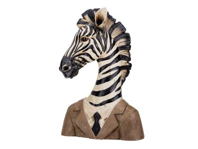 Zebra Buste Bruin 18x27xh39cm Polyresin 